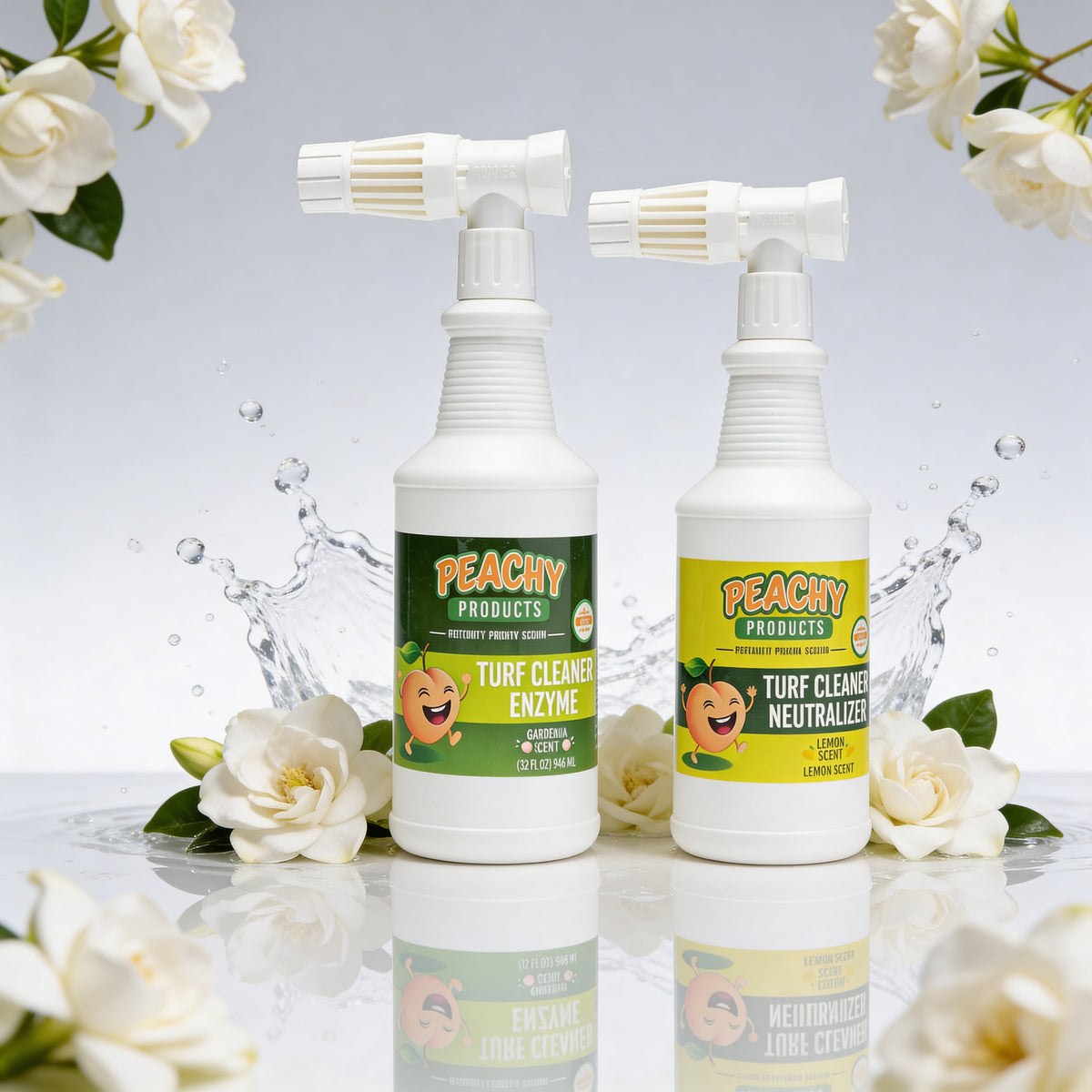 Peachy Products Turf Cleaner application on artificial turf - kills bacteria on contact
